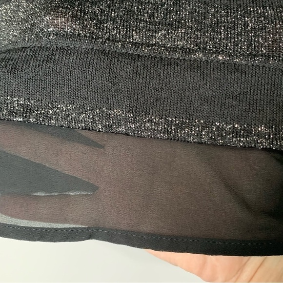 Lane Bryant black & silver metallic stripe v-neck 3/4 sleeve sweater. Size 22/24 - Picture 6 of 10